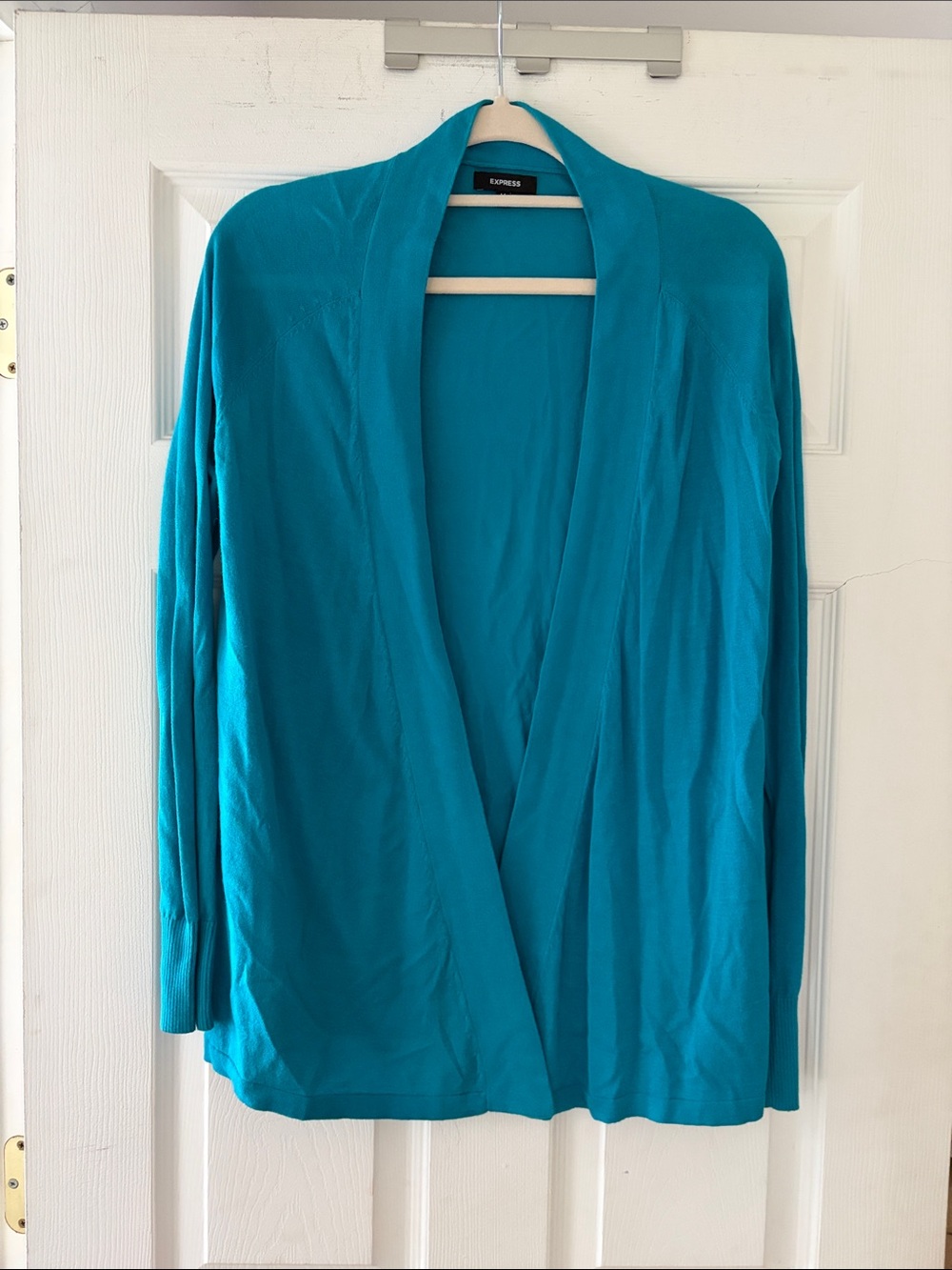 Express Women's Teal Open-Front Cardigan